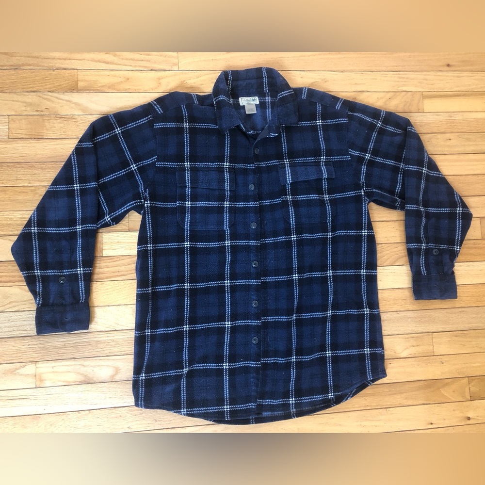 LL Bean Fleece Plaid Men’s Medium Button Down Shirt